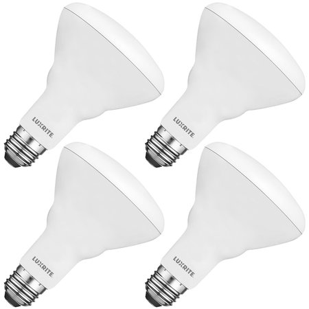 LUXRITE BR30 LED Light Bulbs 8.5W (65W Equivalent) 650LM 2700K Warm White Dimmable E26 Base 4-Pack LR31870-4PK